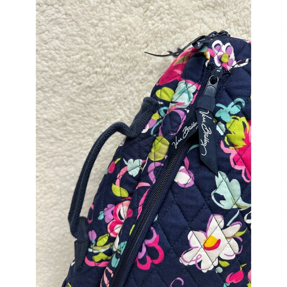 Vera Bradley Sling Tennis Backpack Navy Quilted Cotton Everyday Bag